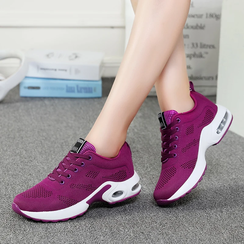 Air Cushion Running Shoes Women's Fashion Sneakers for Jogging Tennis Athletic Sport Shoes Breathable Mesh Light Trainers Ladies