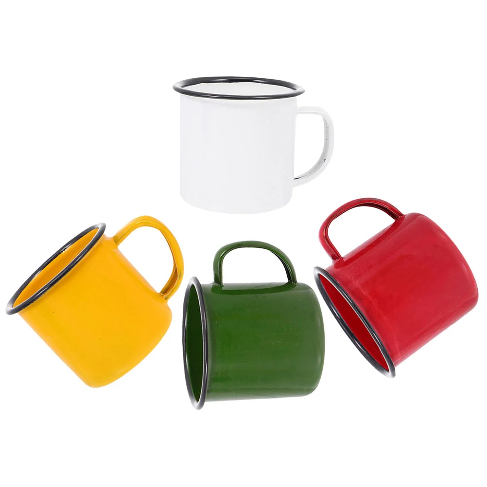 

4pcs Enamel Coffee Mugs Retro Drinking Mugs Handheld Water Cups Drinking Mugs