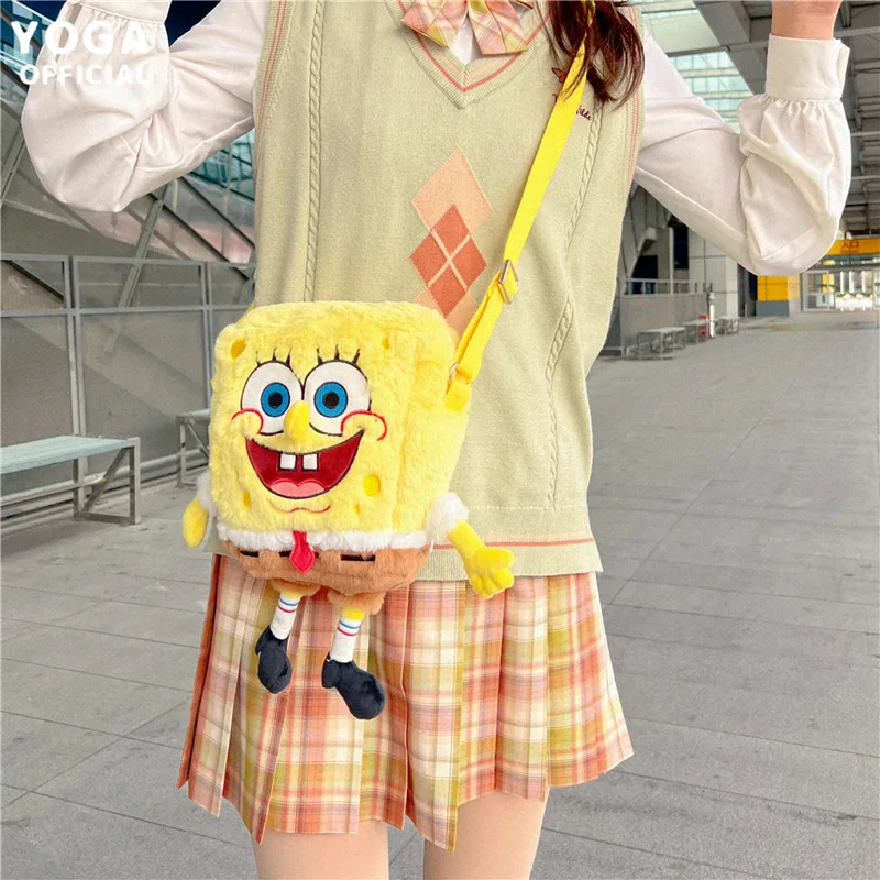 

Spongebob Squarepants Cute Plush Doll Shoulder Messenger Bag Storage Bag Coin Purse Kawaii Anime Plush Bag Toys for Girls Gifts