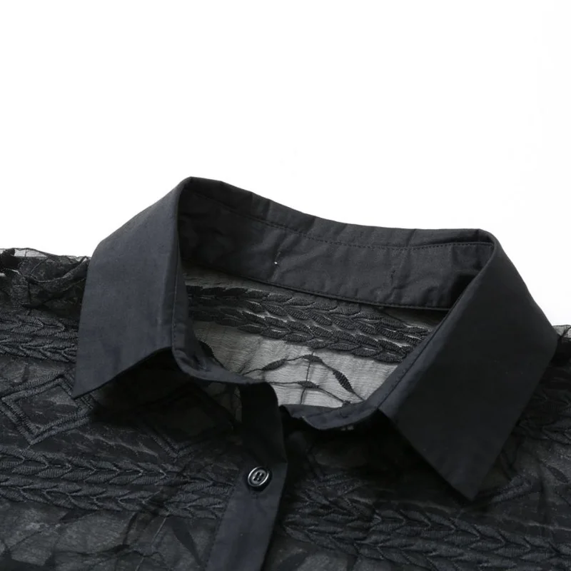 Блузка женская Свободная из органзы с вышивкой однотонная