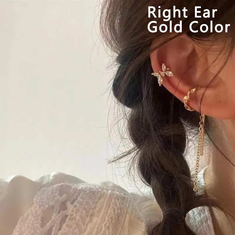 

Women's folded butterfly tassel temperament ear clip female retro French earrings without pierced ear clips