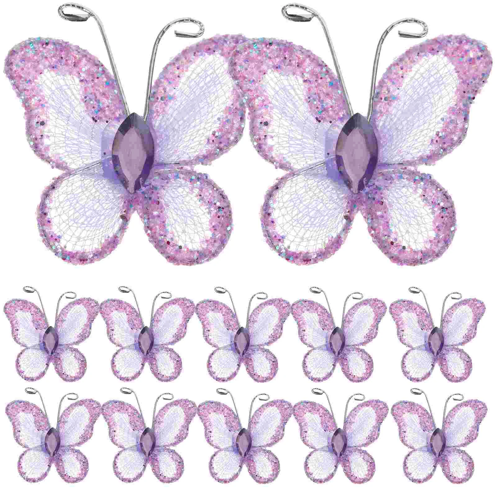 

Butterflies Purple Decorations Mesh Wire Wedding Glitter Crafts Wired Organza Decor Decorative Craft Favor Glittering Decoration