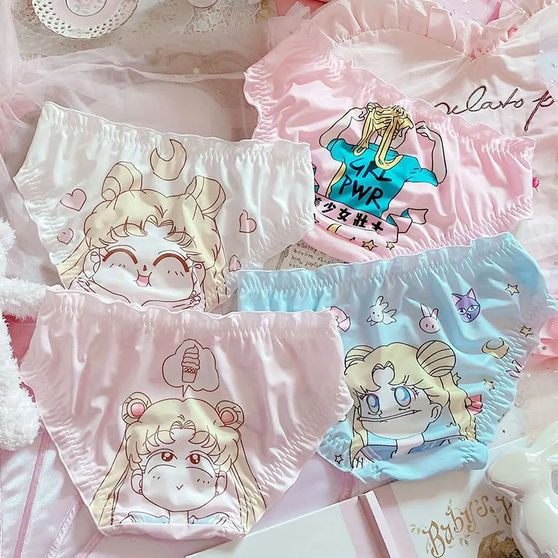 

3Pcs Bandai Sailor Moon Ainme Women Underpants Cartoon Low Rise Quick Dry Panties Kawaii Sweet Underwear Girls Panty Intimates