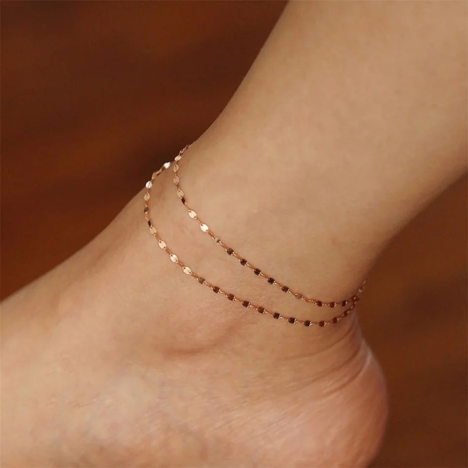 

316 l stainless steel Minimalist gold Color Chains Anklets For Women Girls Friend Foot Jewelry Leg Barefoot Bracelet jewelry