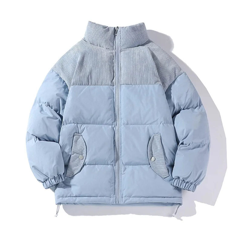 Stitching Corduroy Stand-up Collar Winter Coat Japanese Retro Tooling Bread Clothing Plus Size Thickened Warm Jacket Men