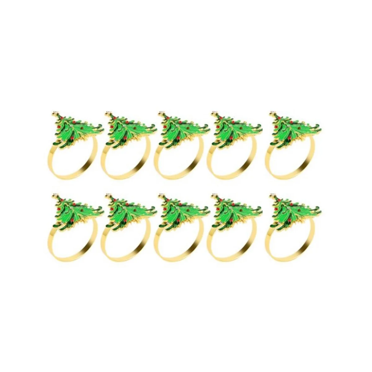 

10Pcs Green Christmas Tree Napkin Rings,for Christmas Dining Table Setting-Wedding Receptions Holiday Party