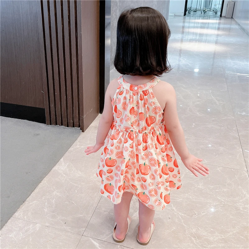 Новинка 2022 стильное детское платье с лямкой на шее Брендовое Роскошное