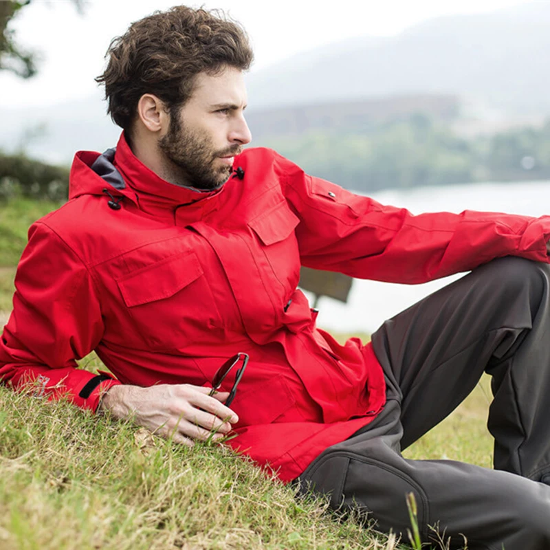 

Men's Jacket Longe Sleeve Winter Outdoor Wear Windbreaker With Fleece Inside 2pcs Pack