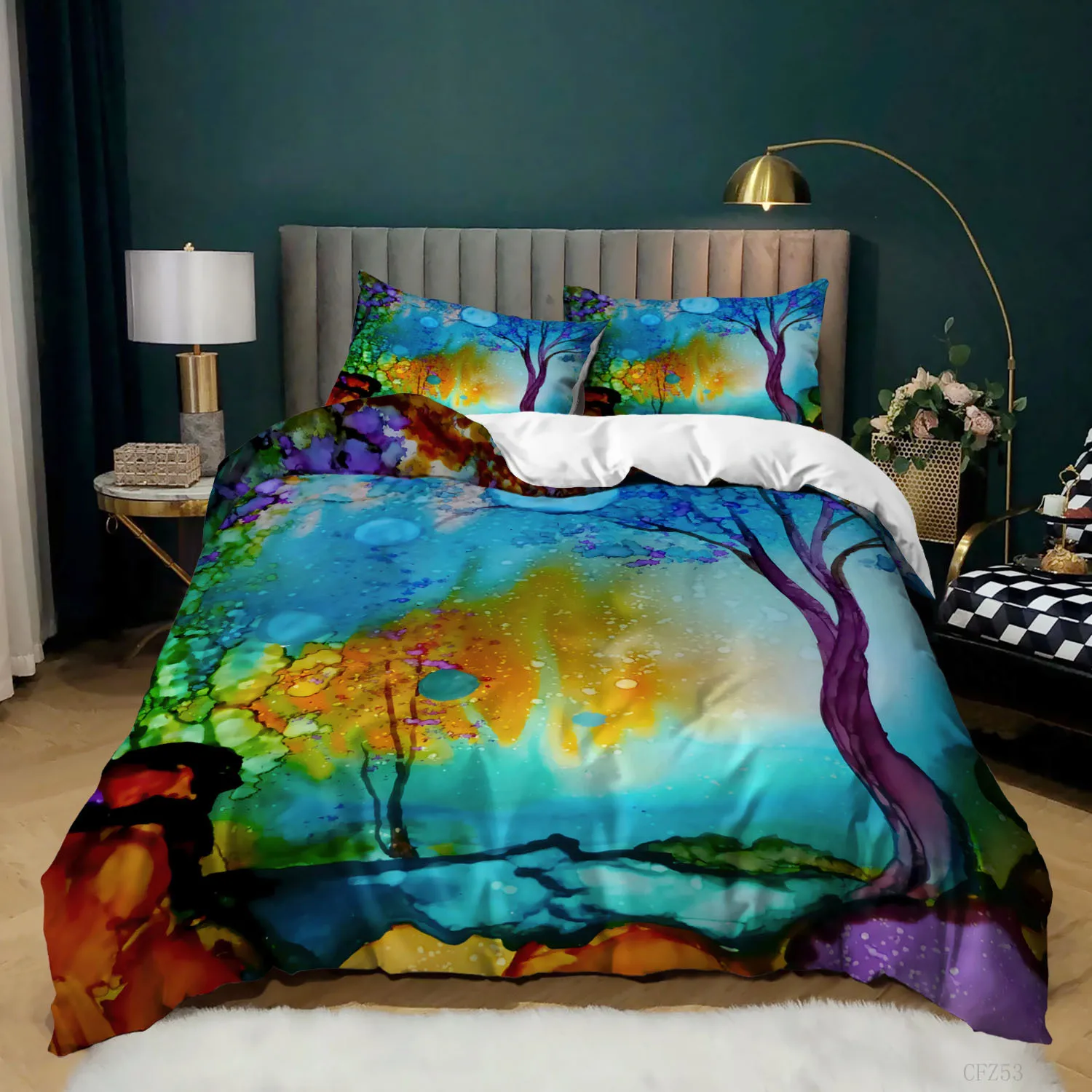 

Bedding Set Natural Botanical Branches 2/3pcs Polyester Quilt Cover Tree of Life Duvet Cover King/Queen Size Boho Colorful Plant