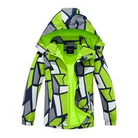boys outdoor jacket cardigan printed waterproof hooded zipper shirt plus velvet warm jacket long sleeve line jacket