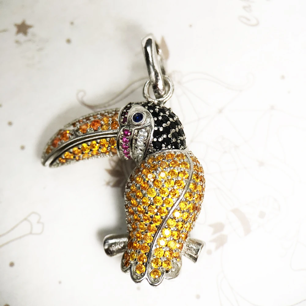 Кулон с разноцветными птицами модное Брендовое ювелирное изделие из