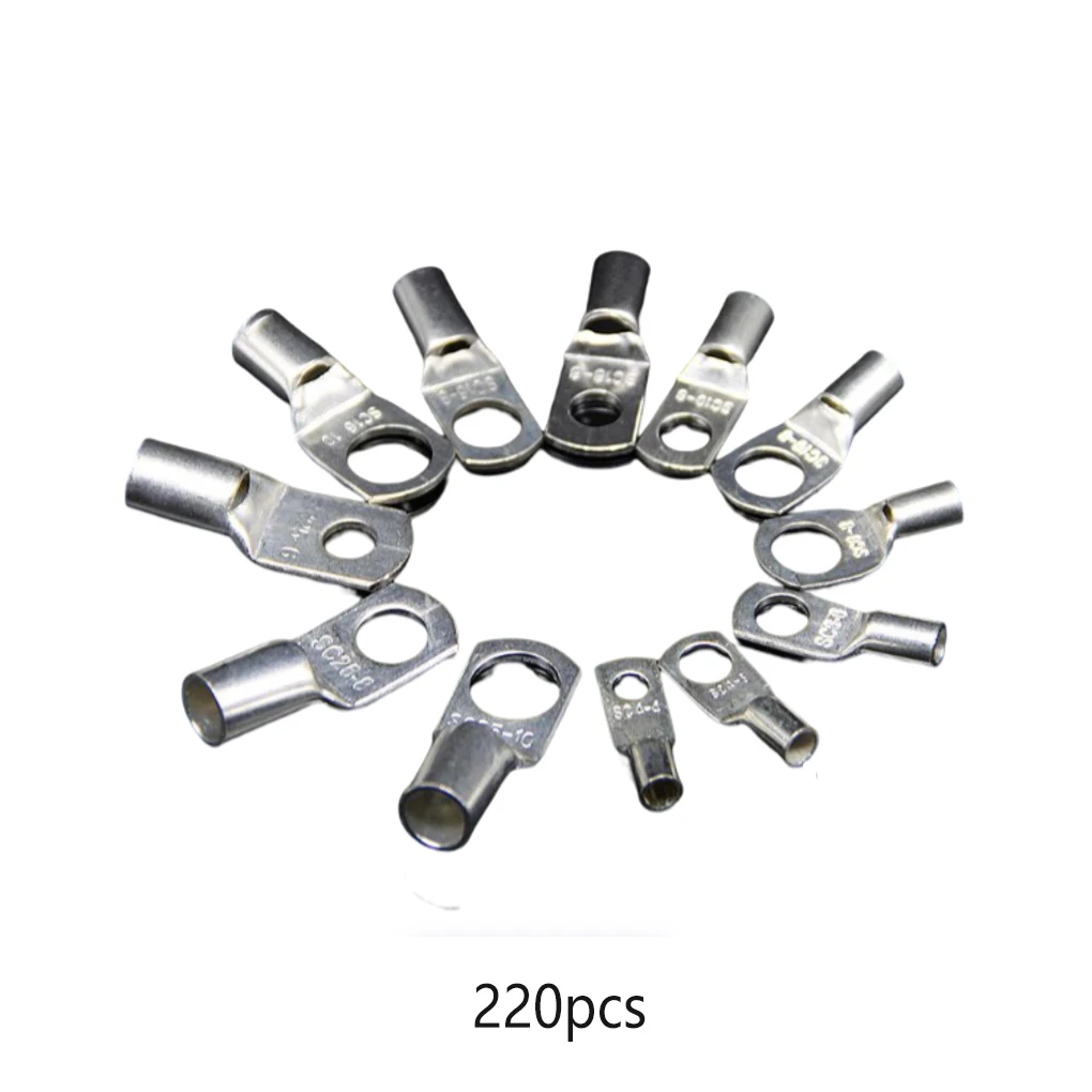 

220pcs Tube Terminal Connector Electricity Components Lug Ring Crimper
