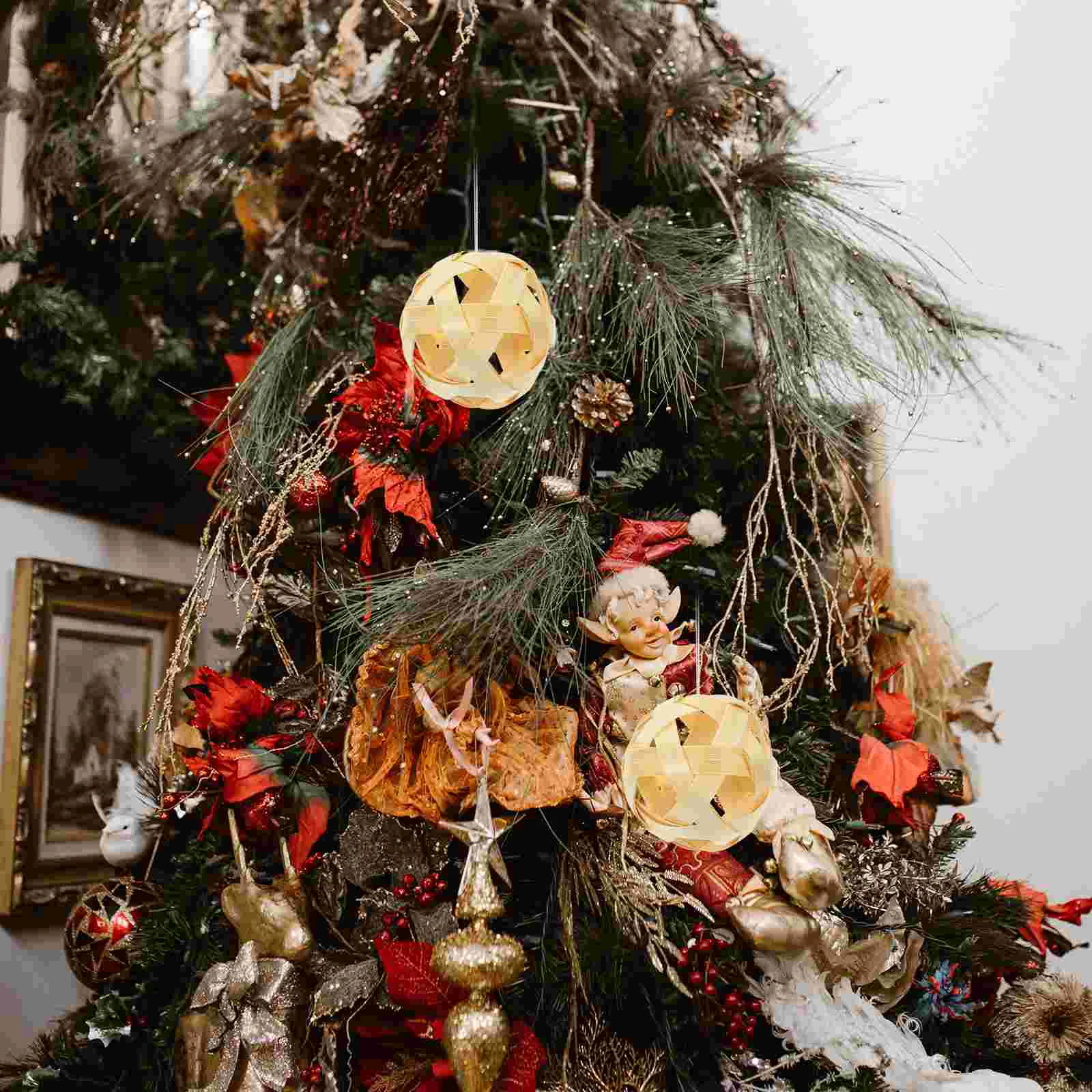 

2 Pcs Home Accessories Decor Bamboo Balls Pendant Fall Weave Layout Supplies Weaving Crafts