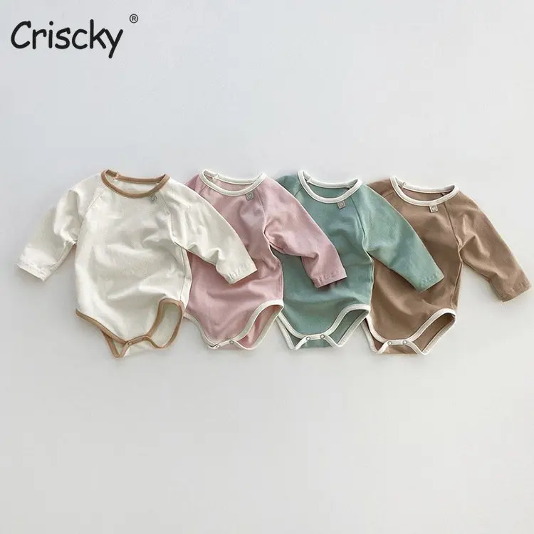 

Criscky Fashion Baby Girls Romper Cotton Long Sleeve Solid Baby Rompers Infant Playsuit Jumpsuits Cute Newborn Clothes