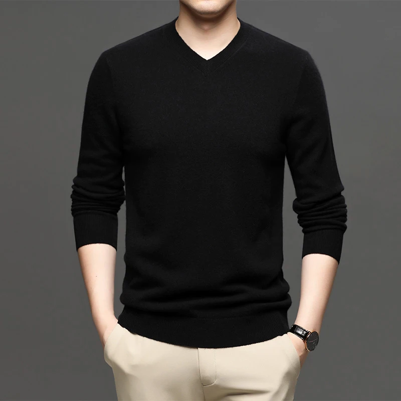 

Business And Male Autumn Sweater 2023 Winter V-neck Color Men Knit Sweaters Jke10936 Solid