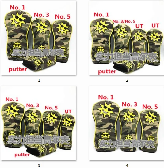 

for Golf Course Hybrid Wood Set Putter Golf Club Head Cover 1 3 5 Ut High Quality Camo Sun Headgear