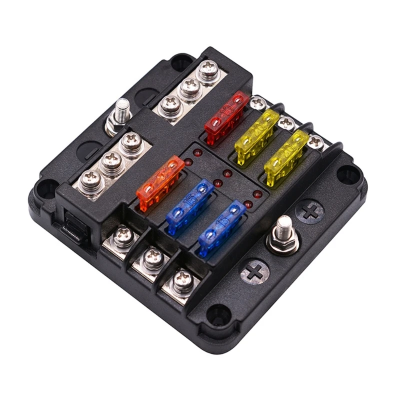 

Blade Fuse Box Holder 6 Way Terminal Block with LED Warning Light for Boat-Trike