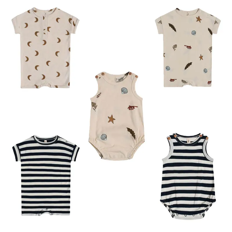 

2022 Baby Summer Cute Clothes Sets OZ Designer Infant Clothes Genderless Moon ocean Short Sleeve Romper Girl Boy Onesie