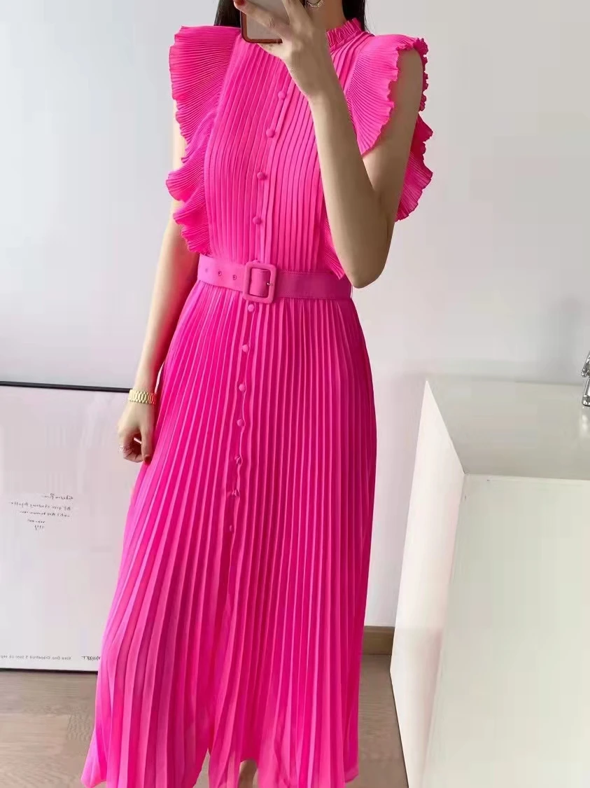 

Женское длинное плиссированное платье, модельное пляжное платье для отпуска, 2023