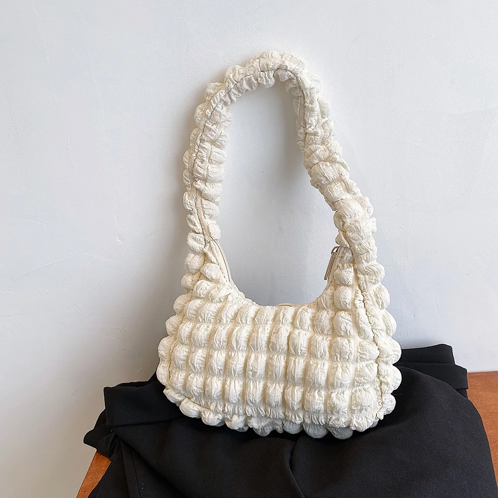 

Fashion Pleated Underarm Bags for Women Solid Color Casual Shoulder Bags Ladies Top-Handle Bags Female Daily Small Handbags