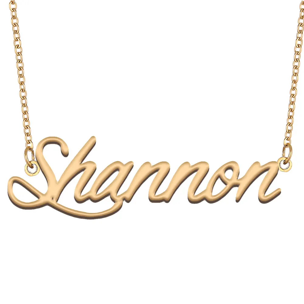 

Shannon Name Necklace for Women Stainless Steel Jewelry Gold Color Nameplate Pendant Collares Para Mujer Letters Choker