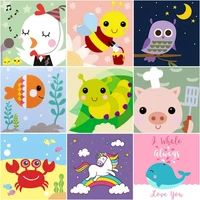 ruopoty picture 20x20cm painting by numbers cartoon animals for kids coloring by number home decoration gift paint kits