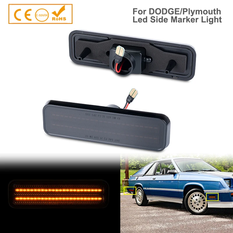 

2x Canbus LED Front Rear Bumper Side Marker Lights Turn Signal Lamp For Plymouth Fury Barracuda Valiant Satellite Volare Horizon