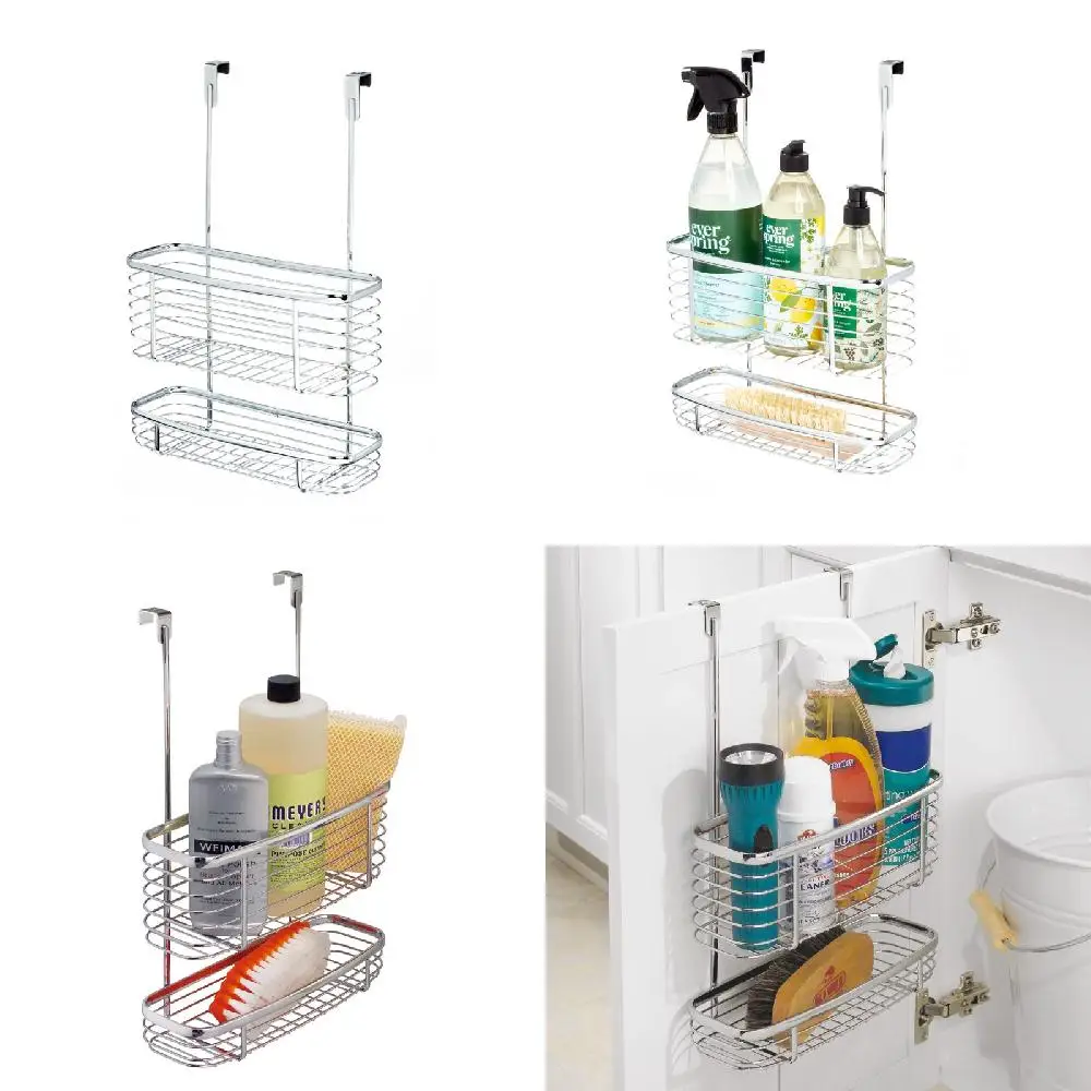 

Deluxe Silver Over-the-Cabinet Storage Basket for Easy Accessibility, Convenient Organization, and Seamless Styling