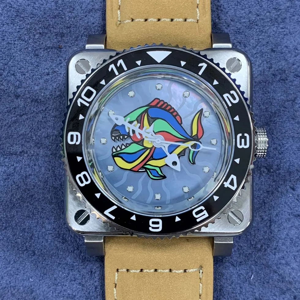 

Новые часы 42 мм из нержавеющей стали, квадратные часы без логотипа, сапфировое стекло с механизмом NH35