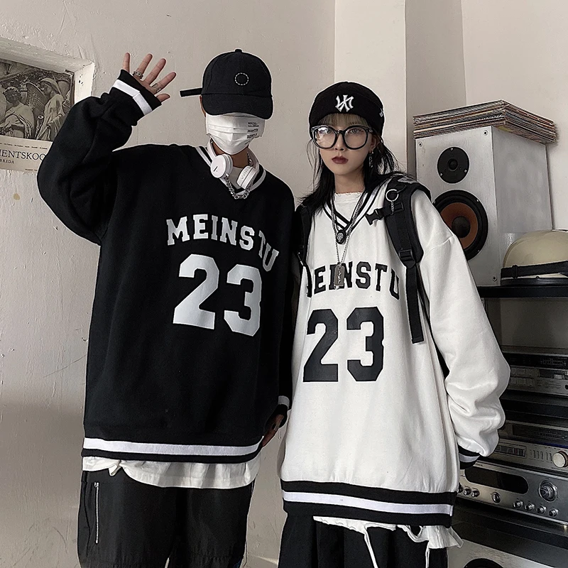 Свитшот с V-образным вырезом и надписью для мужчин женщин винтажная спортивная