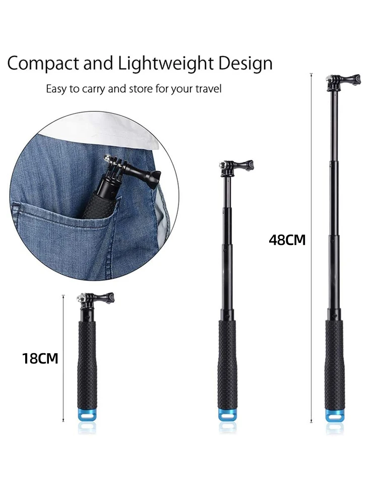 Селфи-палка для GoPro Hero 13 12 11 10 9 Insta360 X4 X3 DJI Action 4 3