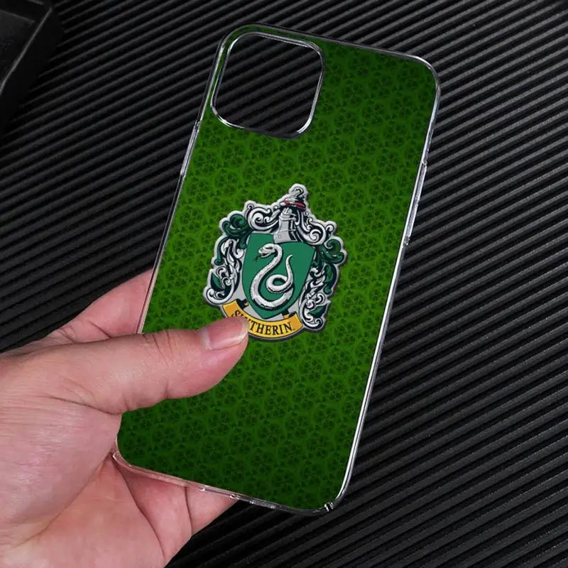Прозрачный чехол для телефона Harries Slytherin с символом Хогвартса iphone 13 12 11 Pro Max Mini XS 8 7