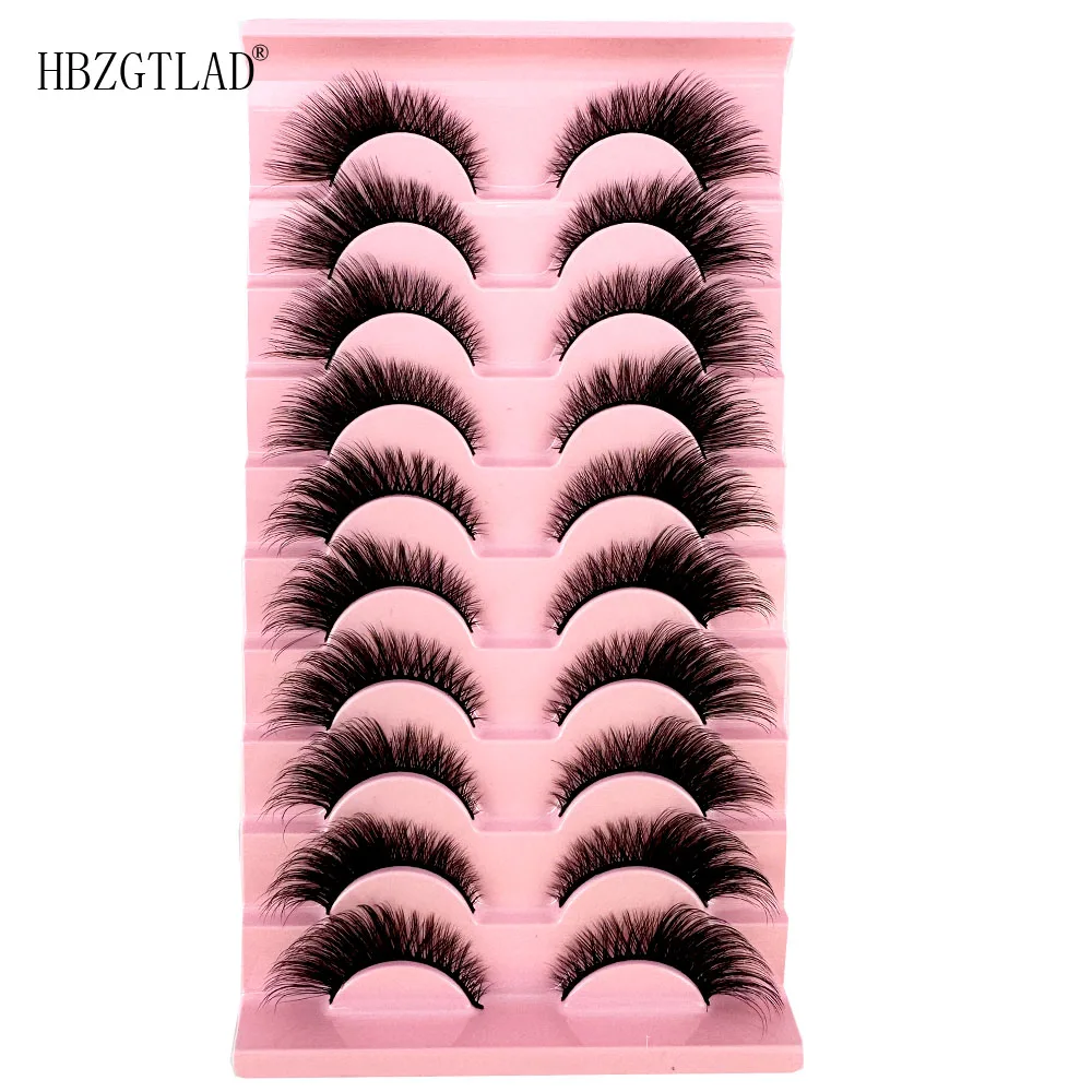 

NEW 10Pairs Cat-Eye 3D Mink Eyelashes Curled Faux Mink Lashes Natural Eyelashes Winged End Eye Elongated Thick False Eyelashes