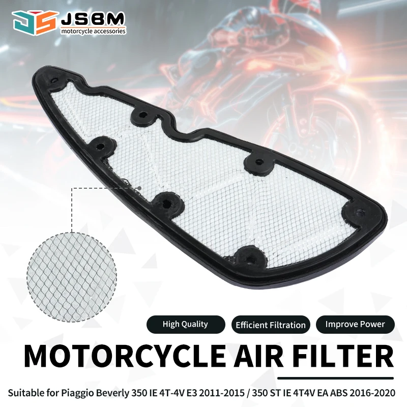 Фото Воздушный фильтр JSBM для мотоциклов PIAGGIO Beverly 350 BV 350 ST 4T 4V ie ABS E4 MP3 350 MAXI Sport 8800010P (элемент очистки впускного коллектора двигателя). №1
