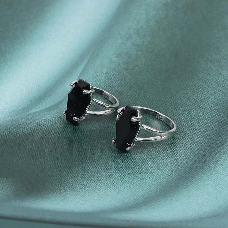 1 шт. винтажные панковские готические черные кольца с имитацией циркония для