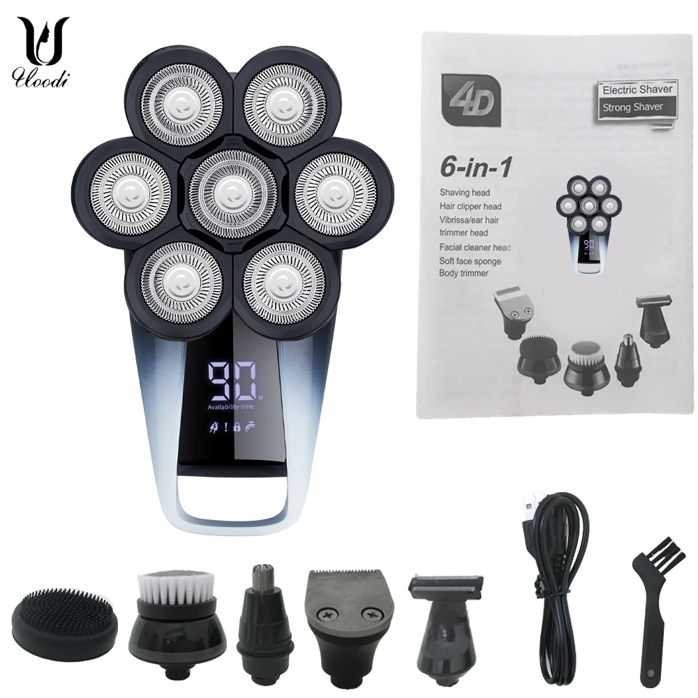 

New Shaver For Men 7D Independently 7 Cutter Floating Head Waterproof Electric Razor Multifunction USB Charge Trimmer For Men