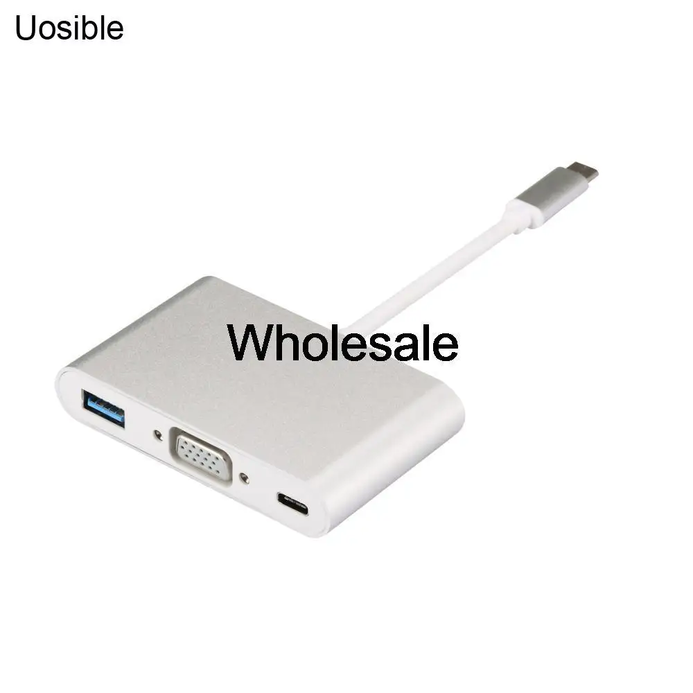 

Wholesale 10 Pieces/lot USB C Adapter Hub Type C USB 3.1 to VGA USB3.0 Cable Multiport Digital AV Adapter with Type C PD