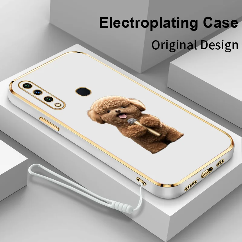 

Singing Puppy Electroplating Phone Case for Huawei Y6P Y6 Pro Y7 Y7A Y7 Prime P Smart Enjoy 9E 20 SE Honor Play 8A Back Cover