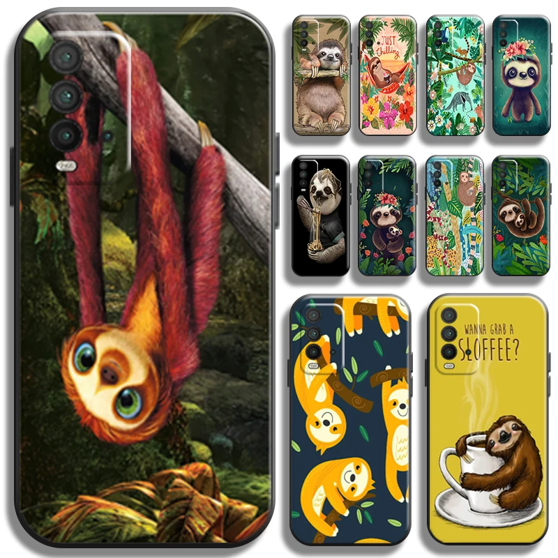 

Cute Cartoon Anime Sloth Phone Case For Xiaomi Redmi 9T 6.53 Inch Shockproof Full Protection Liquid Silicon Funda Coque Back