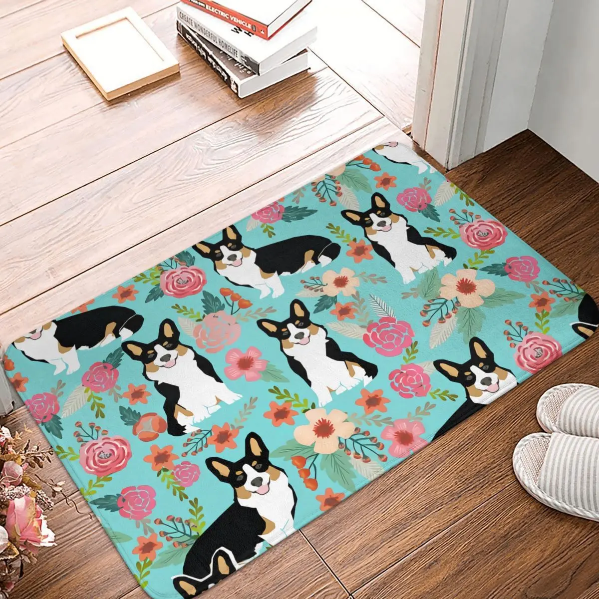

Non-slip Doormat Corgi Dogs Dog Carpet Living Room Bedroom Mat Welcome Flannel Decor