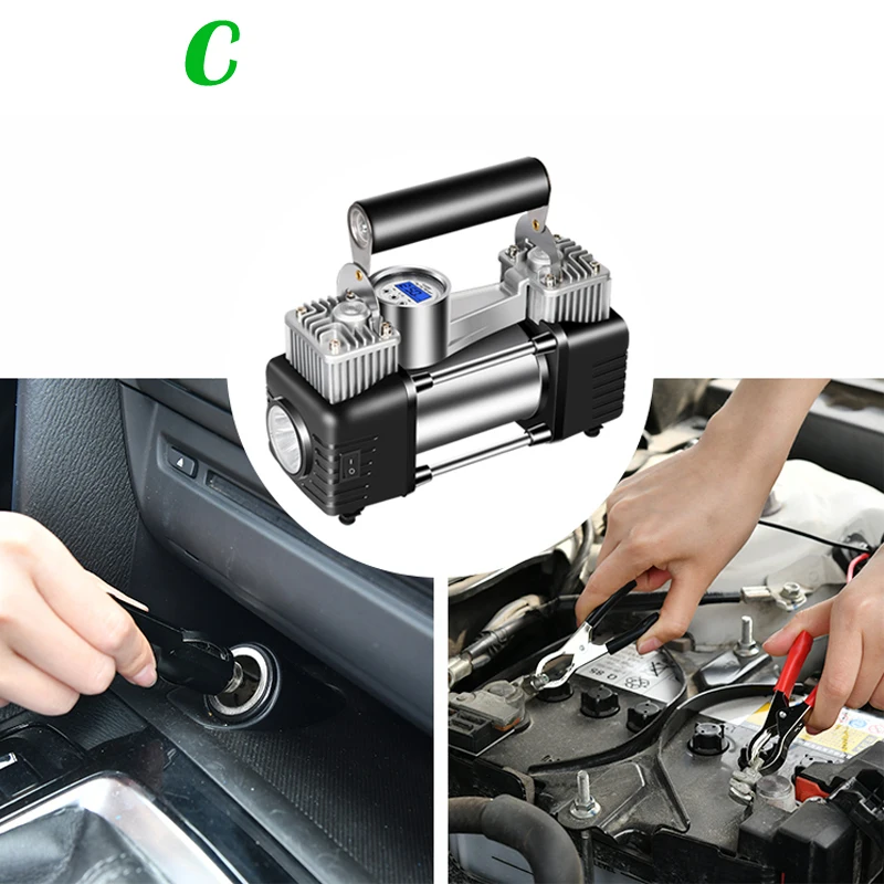 12 В портативный автомобильный воздушный компрессор двухцилиндровый насос