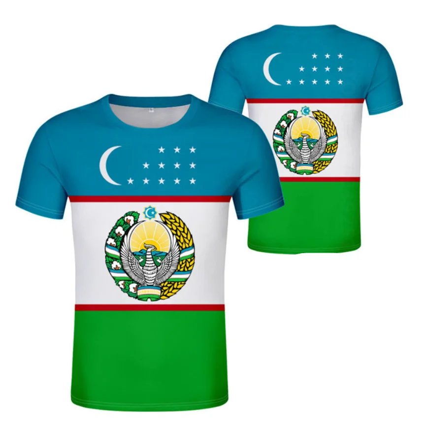 

Футболка с национальным флагом Узбекистана, мужская и женская футболка, высококачественная повседневная Уличная модная футболка
