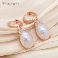 sz design new fashion temperament oval large colorful resin drop earrings rose gold zirconia eardrop for women wedding jewelry
