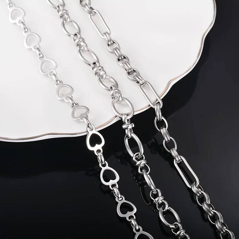 

1 Piece 16-32 Inch Stainless Steel High Quality Oval Heart Chain Punk Necklace Bracelet For Women Mens Jewelry Dropshipping