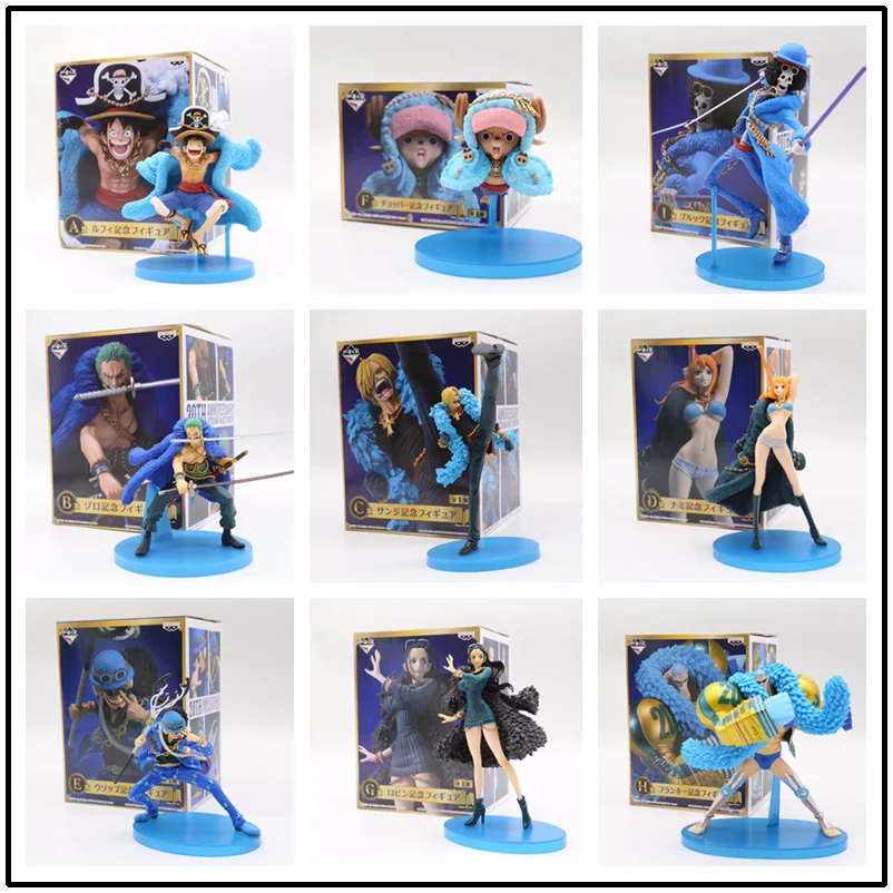 

20Th Anniversary Anime One Piece Wears Blue Luffy Robin. Zorro. Usopp Model Statue Action Figure Toy Christmas Birthday Gift
