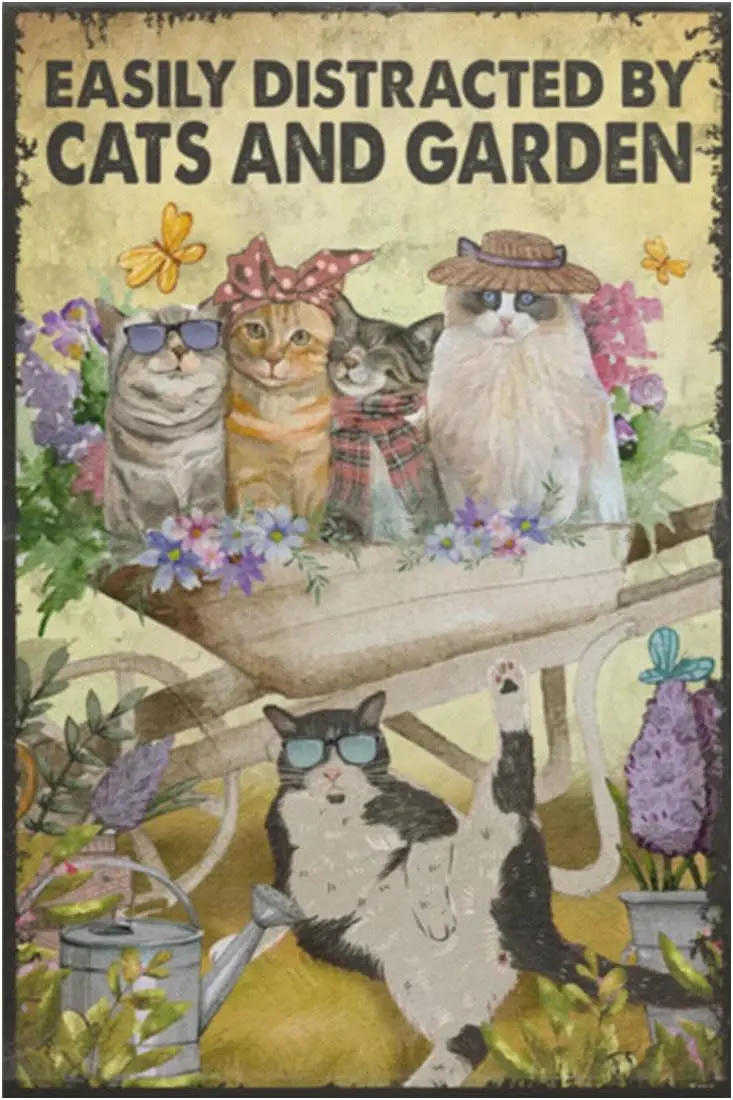 

Garden Cat Tin Signs Choose Vintage Art Metal Retro Wall Decor For Home Gate Garden Restaurants Cafe Office Store Pubs Club Gift