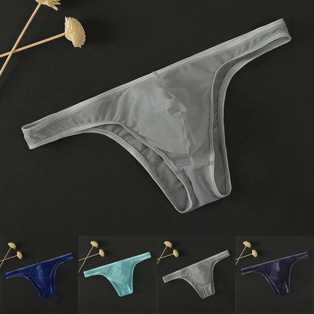 

Hot Sale Mens Sexy Underwear Briefs Summer Men's Briefs Ice Transparent Low Waist Sexy Panties Gay Seamless Silkly Underpants