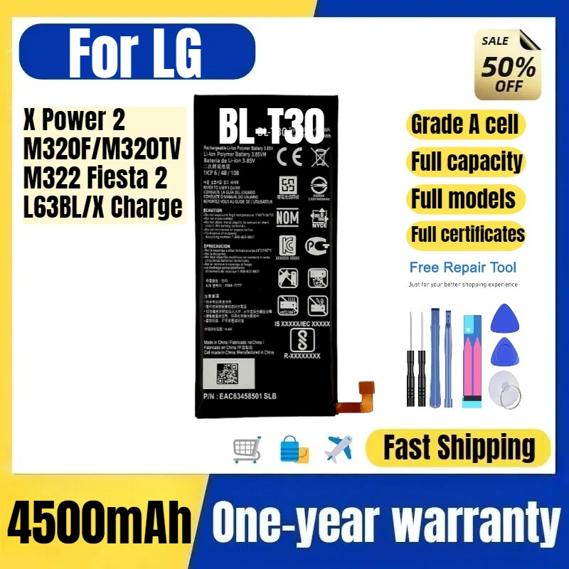 Фото Аккумулятор BL-T30 для LG X Power 2/M320F/M320TV/M322 Fiesta 2/L63BL/X Charge, сменный, класс A №1