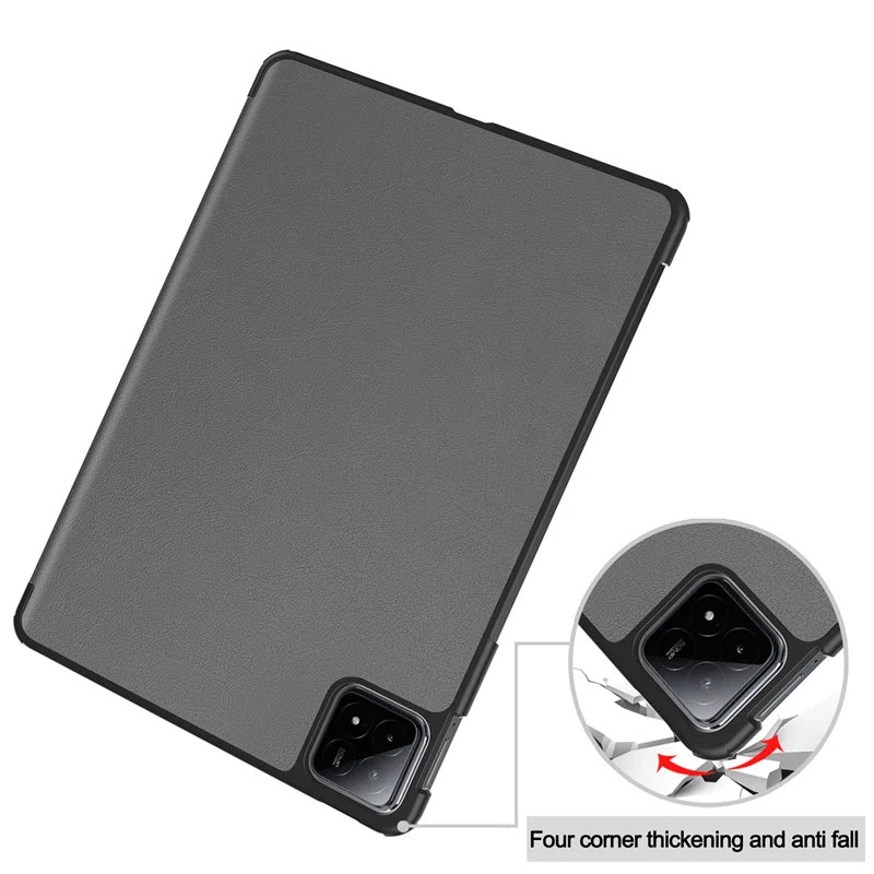 Чехол Funda для Xiaomi Pad 6s Pro 12 4 дюйма тройной магнитный кожаный смарт-чехол Coque 6S 2024