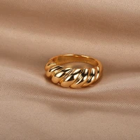 trendy french croissant rings for women men braid twisted chunky ring female jewelry party accessories gifts